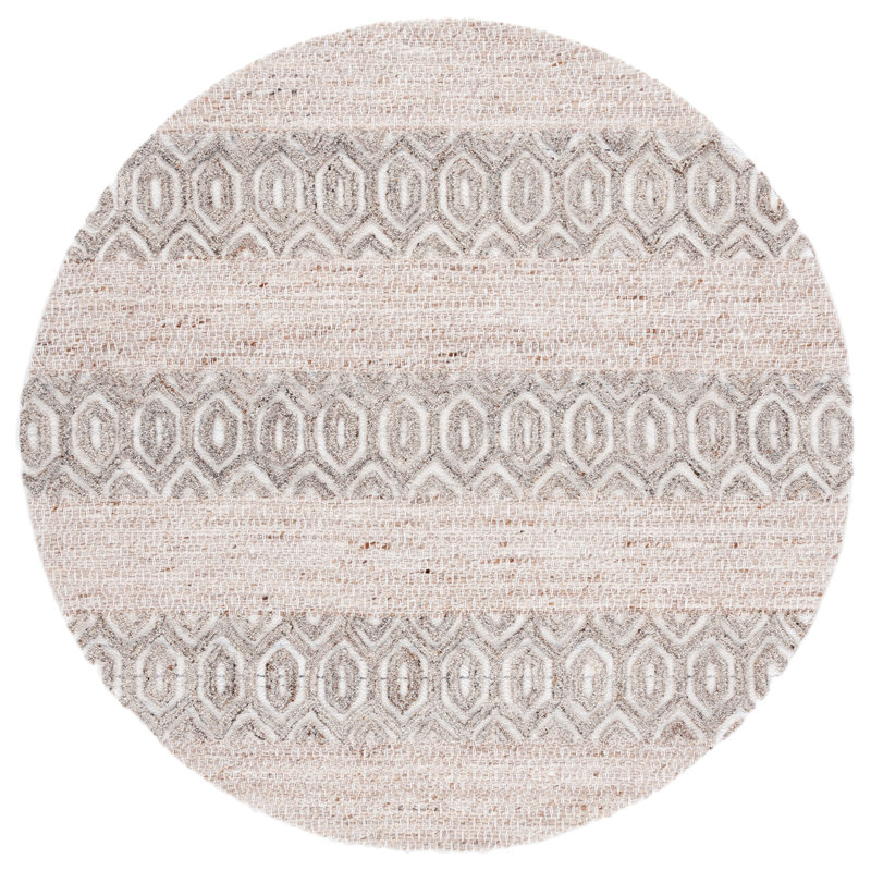 Natura Hand Loomed Wool/Cotton Southwestern Rug in Ivory/Beige, Round 6'