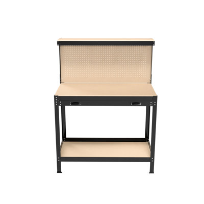 63" Heavy Duty Workshop Table With Drawers & - 300Lbs Capacity Workbench For Garage, Office, Home Strong Steel, Waterproof, Rust