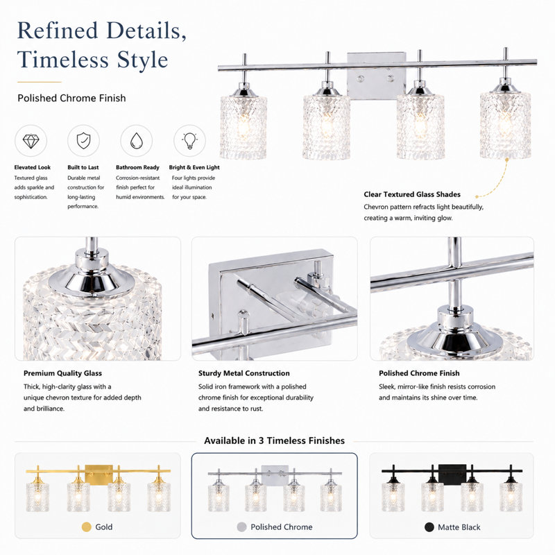 Gerberoy 4 - Light Dimmable Vanity Light, Chrome