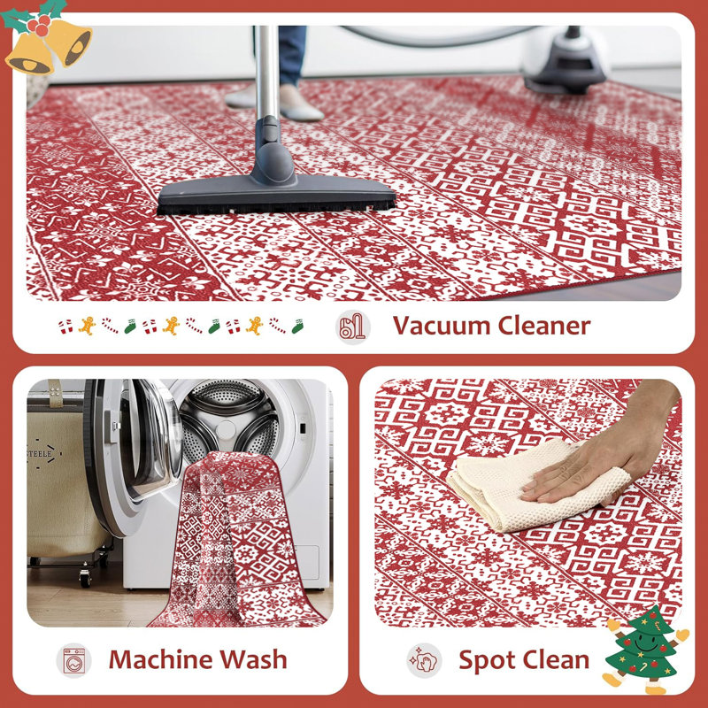 Tapis décoratif lavable avec envers antidérapant Howlond Christmas, Rectangulaire 8 pi x 10 pi