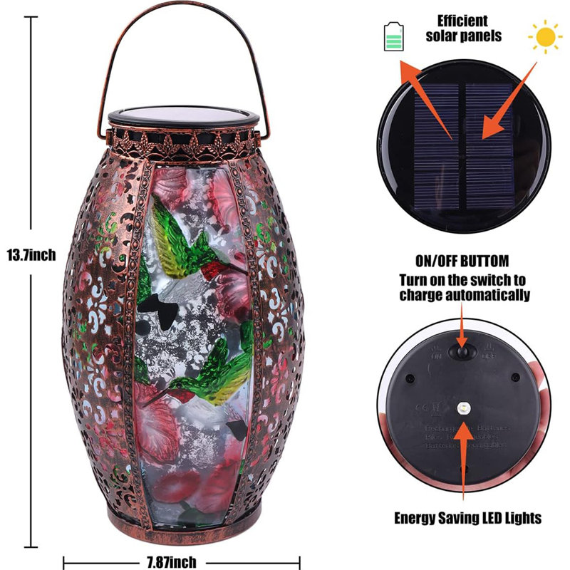 Lanterne solaire de jardin 13,7 po