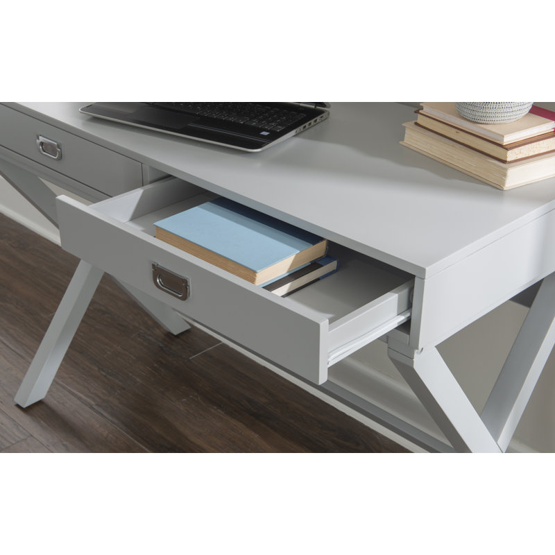 Halstad Modern 44 Long Desk with Drawer Storage, Gray