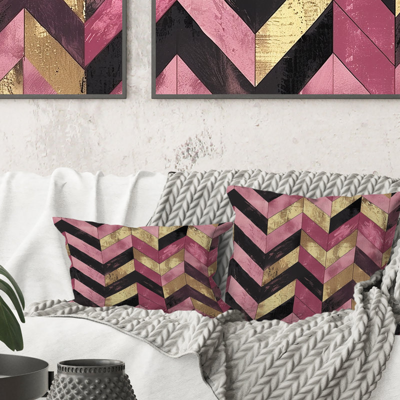 Coussin lombaire Glam Chevron II - Glam, Rose/Or