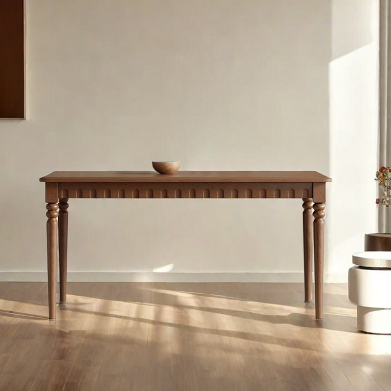 French retro solid wood dining table, 29.52"H x 62.99"L x 31.49"W, Brown