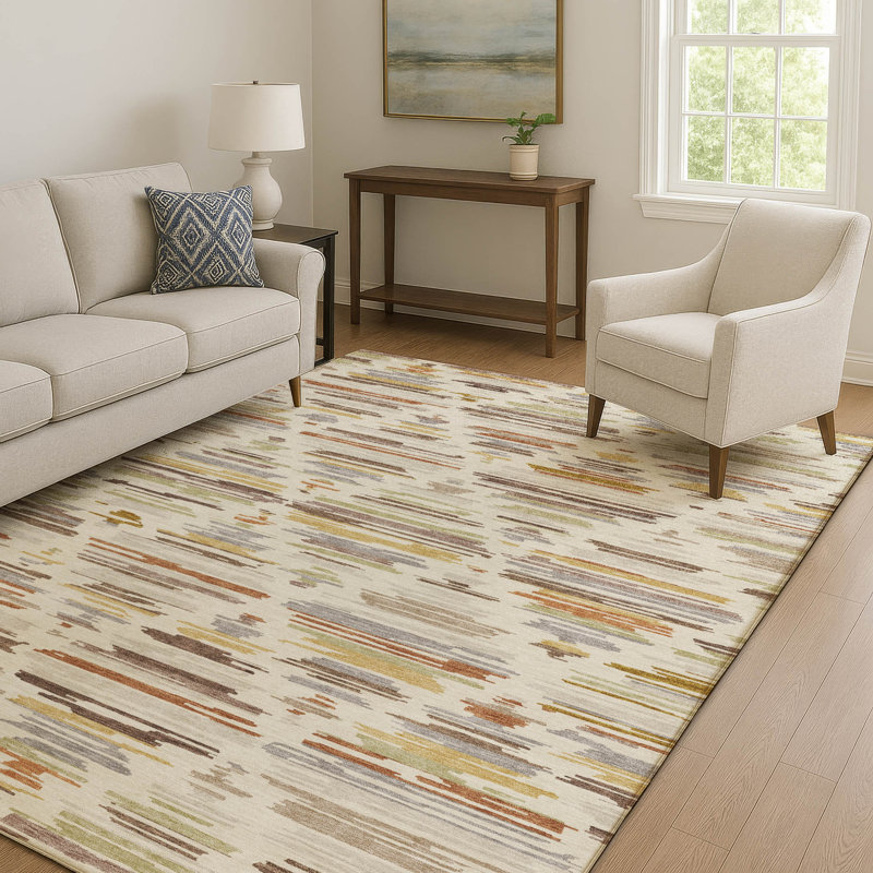Tapis Prisco AMF2502 de style sud-ouest, lavable à la machine et de qualité supérieure, Ivoire ivoire, 5 pi x 7 pi 6 po