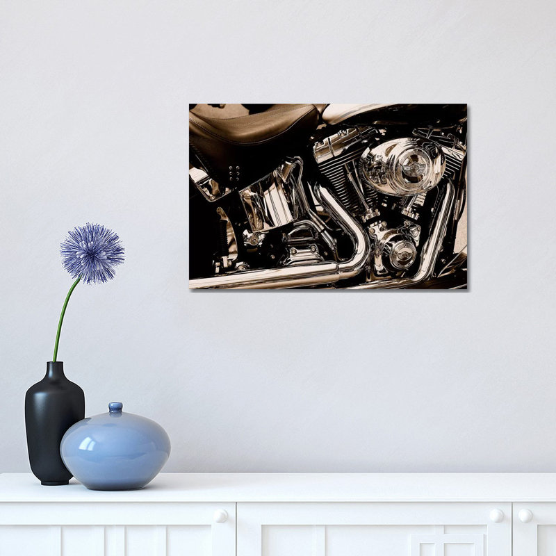 Harley Motorcycle - Print on Canvas, 101.6 cm H x 66.04 cm W x 3.175 cm D, Wrapped Canvas