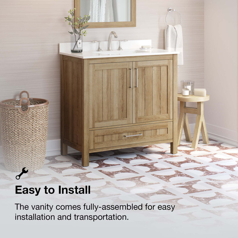 Midnight Blue 36" Freestanding Bathroom Vanity with Marble Top