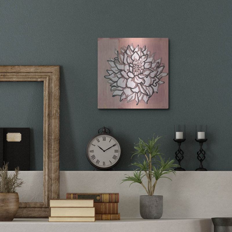 «Rose and Gray Floral 1» par Stellar Design Studio, Luxe Metal Art