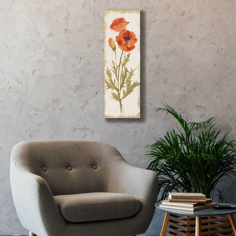 «Poppy Panel Light» par Cheri Blum, art mural sur toile, H 36 po x l 12 po x P 0,75 po