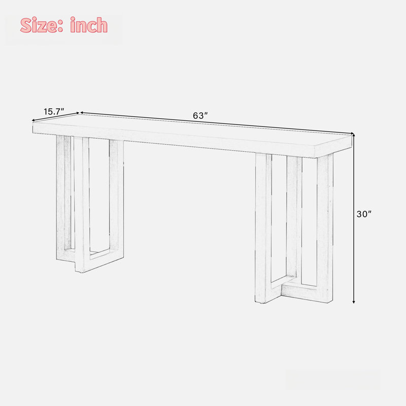 Modern Console Table With Geometric Design And Wood Legs, Black