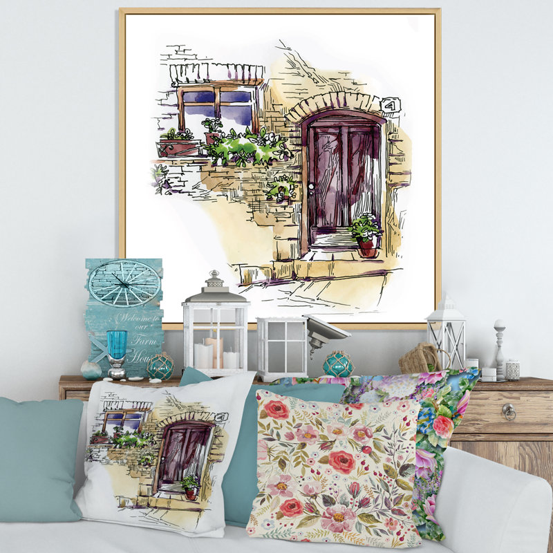 Vintage Old Europe View III - peinture sur toile encadrée