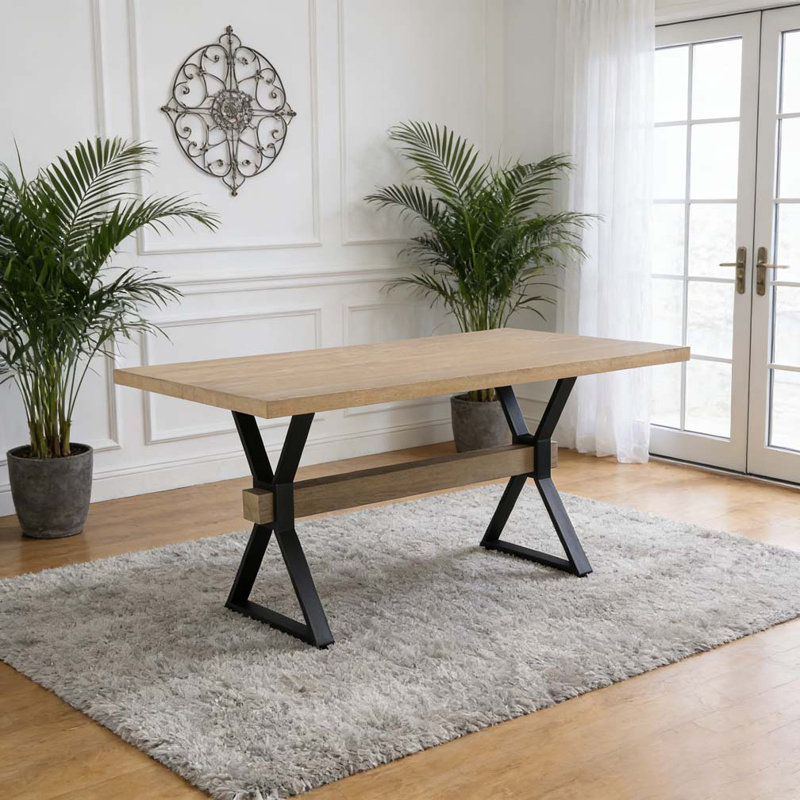 X-shaped legs Dining Table, Natural Ash