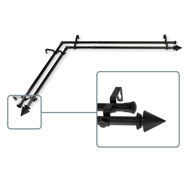 Tringle à rideaux double réglable 0,75 po McLoud, Noir, H 120 po x l 70 po