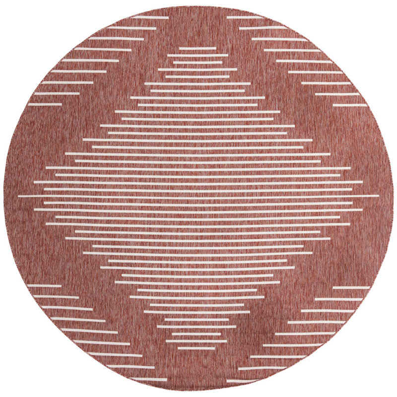 Outdoor Iris Area Rug Brick Color, Round 10'8"
