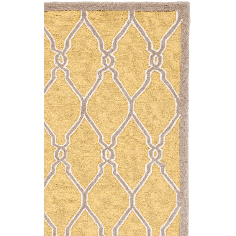 Tapis doré / ivoire en laine touffeté à la main Cannen, Carré 6 pi