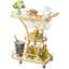 Chariot de service à 3 tablettes en verre, chariot de cuisine roulant en métal avec porte-verres à pied, roulettes verrouillables
