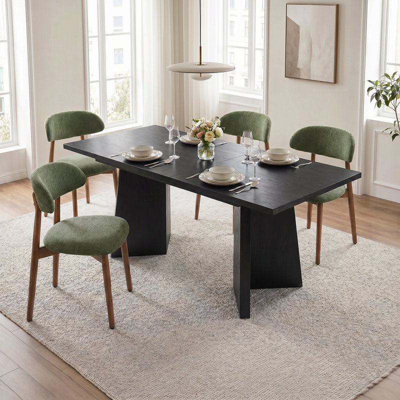 Ensemble de salle à manger extensible rectangulaire Alward pour 4 personnes, ensemble de salle à manger moderne en bois avec chaises rembourrées