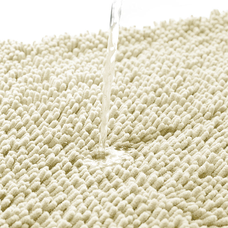 Neveaha Luxury Chenille Soft Absorbent Microfiber Rectangle Bath Mat, Cream, 2cm H x 50cm W x 80cm D