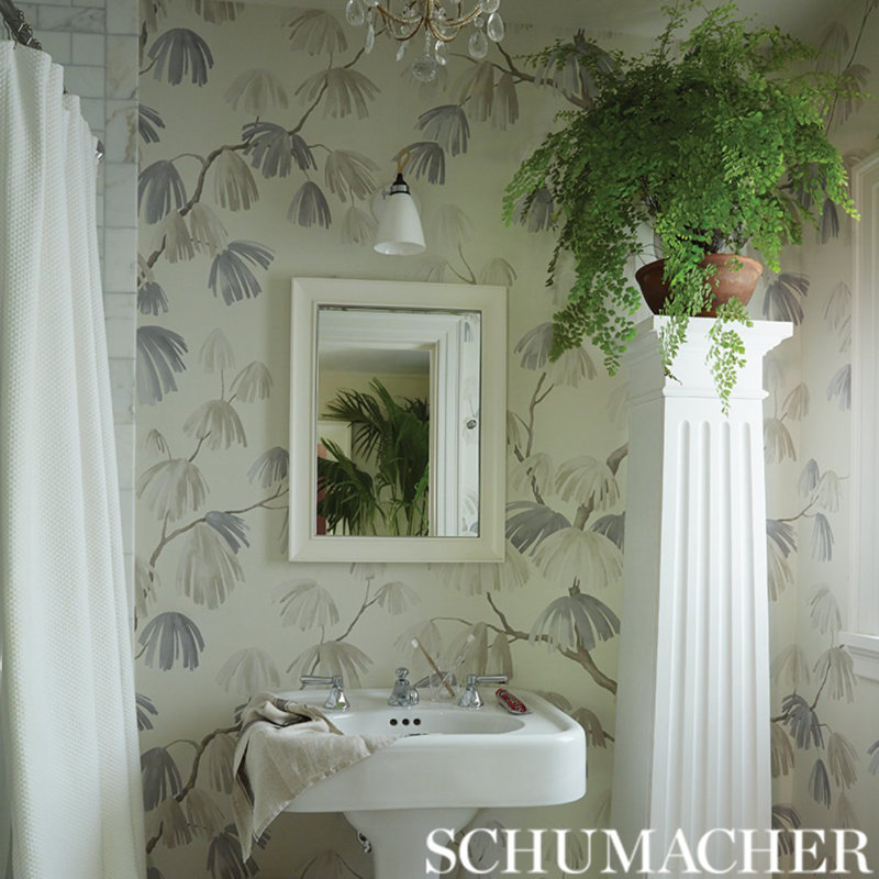 Schumacher x David Kaihoi Weeping Pine Wallpaper, Neutral
