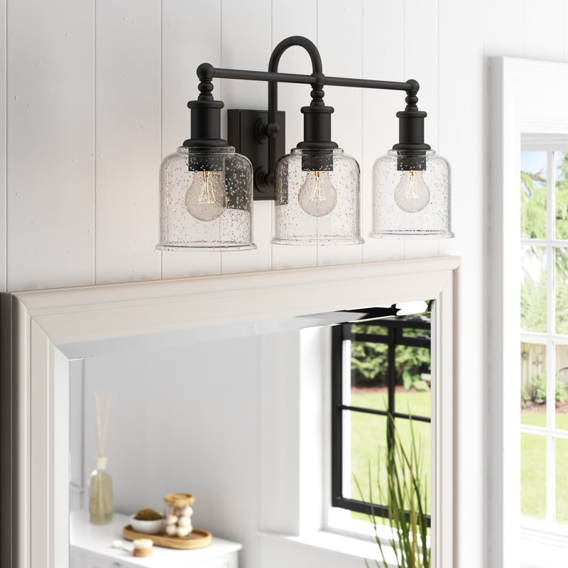Éclairage pour salle de bain à 3 lumières à intensité variable Gearld, Noir mat