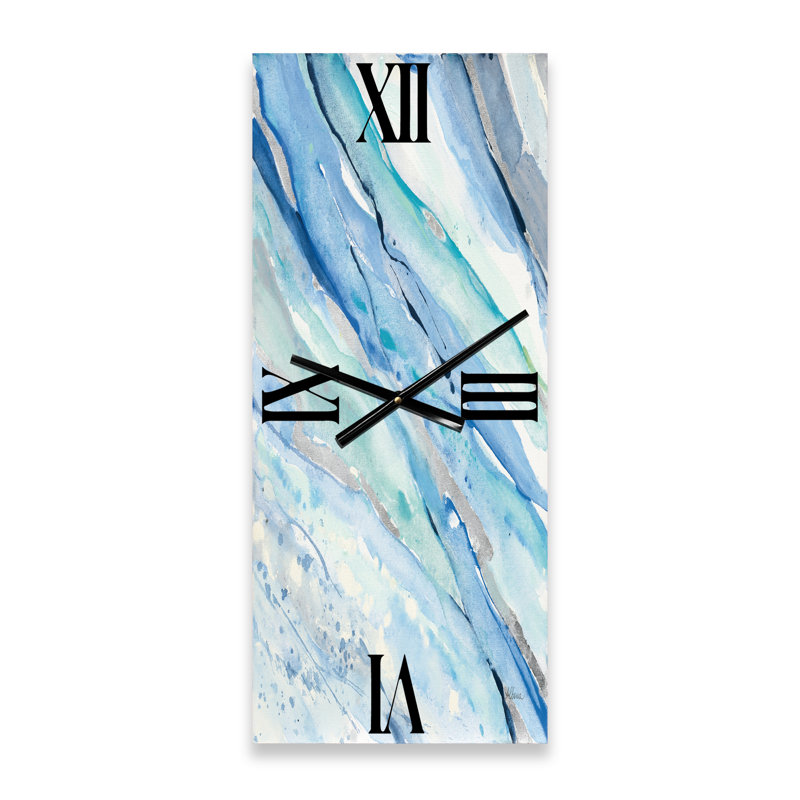 Horloge murale moderne Blue Silver Spring I, Grand