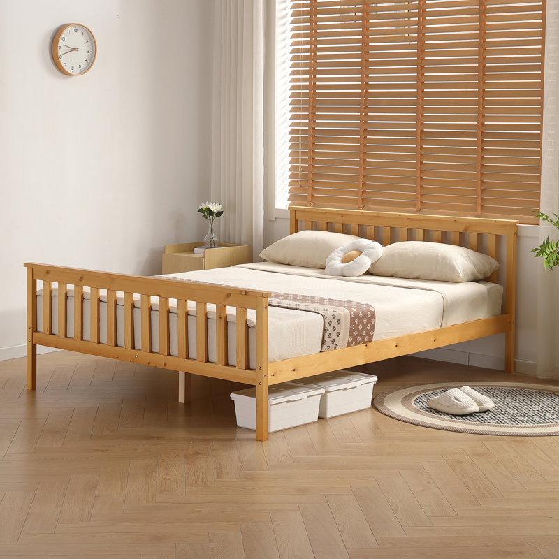 Shane Solid Wood Bed, Kingsize (5'), Caramel