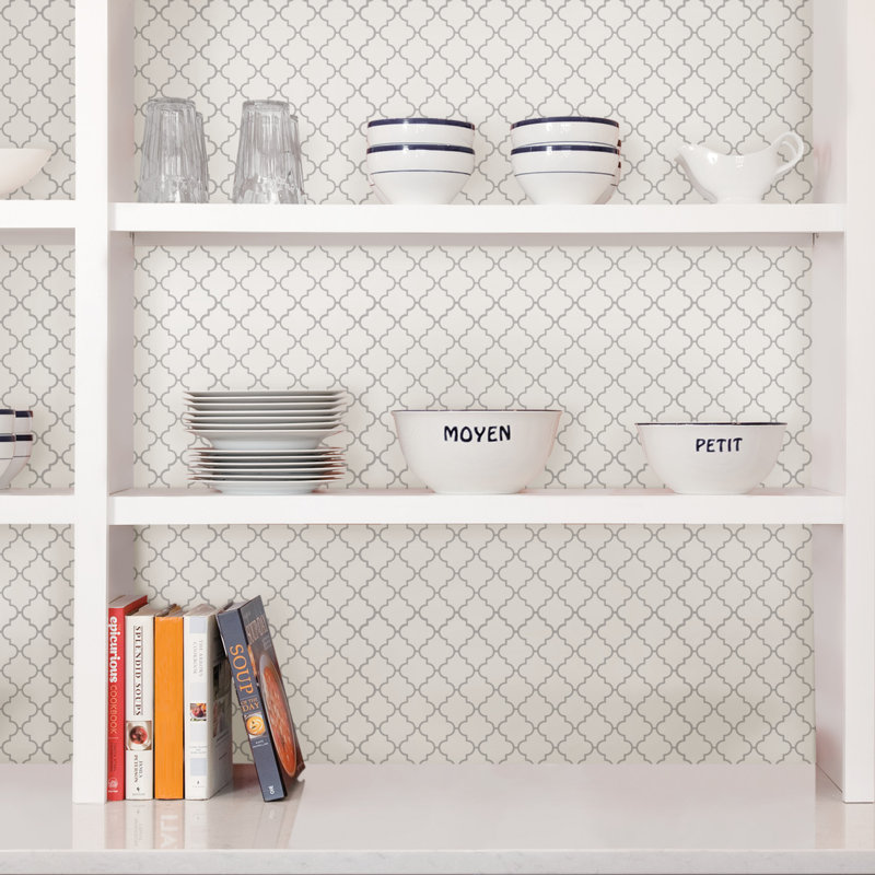 Carrelage mosaïque auto-adhésif en résine gris / blanc 10 po x 10 po Quatrefoil