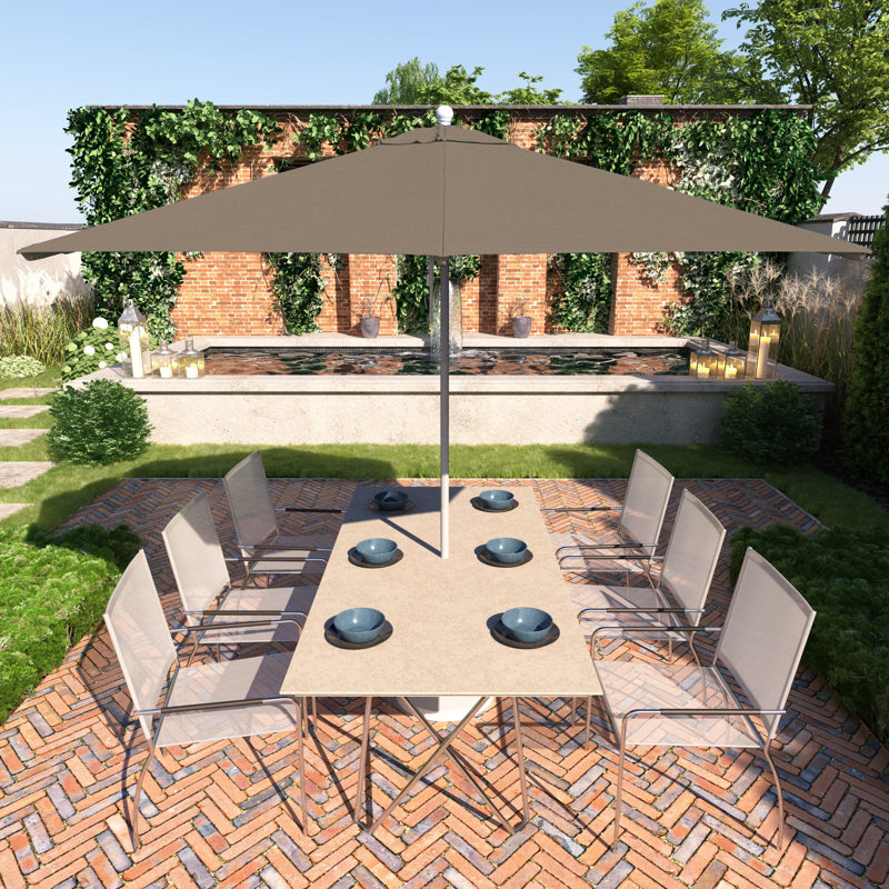 Parasol de jardin commercial en bois gris 11 pi avec des poulies en fibre de verre, Palette colombe