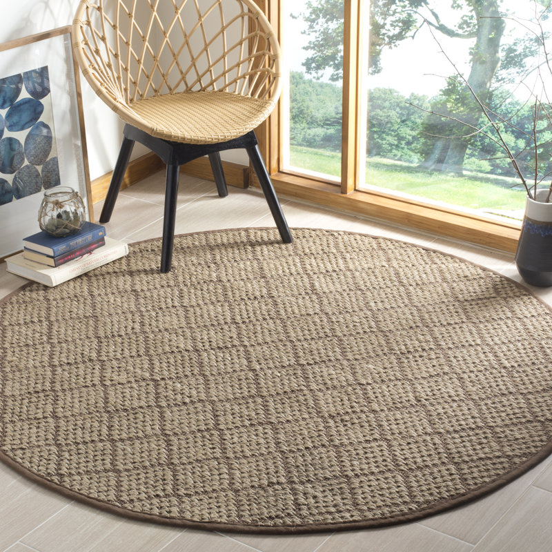 Tapis naturel à motif géométrique Aerionna, Rond 6 pi