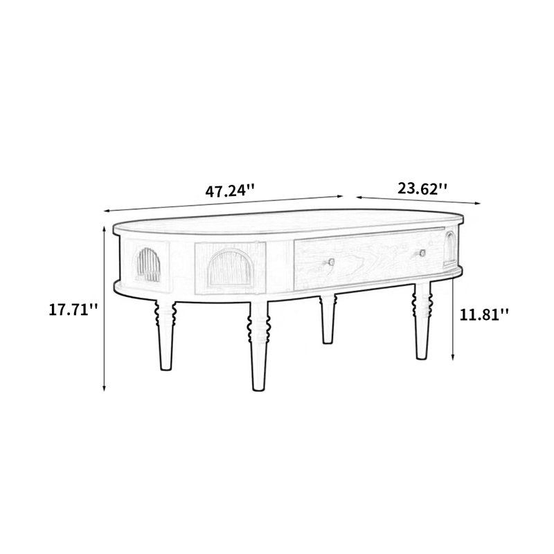 Table basse Ash avec tiroir et rangement