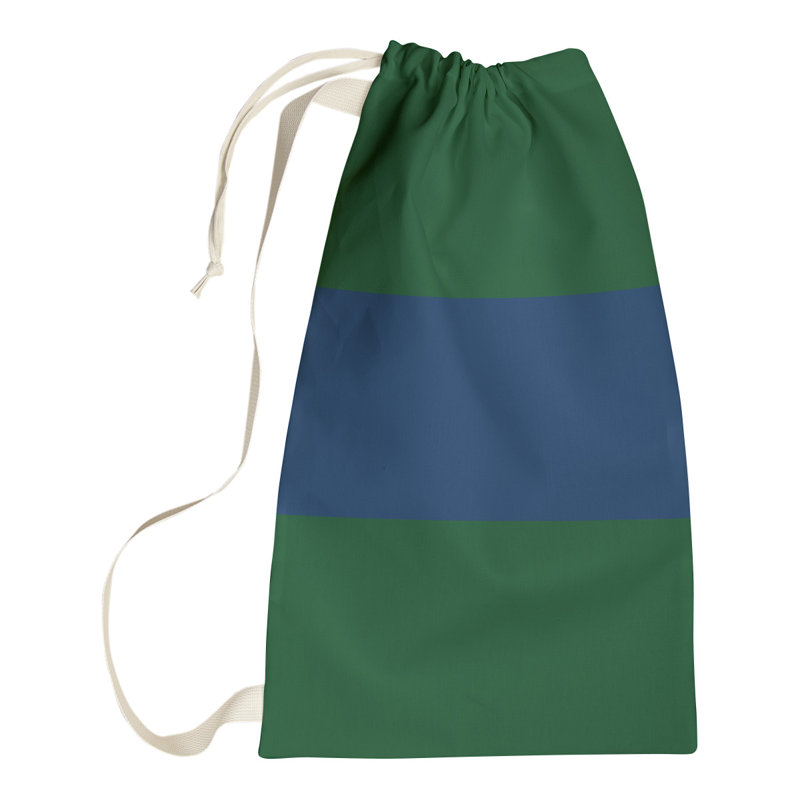 Utah Fabric Laundry Bag with Handles, Small ( 29" x 18" x 1.5"), Green/Navy/Green