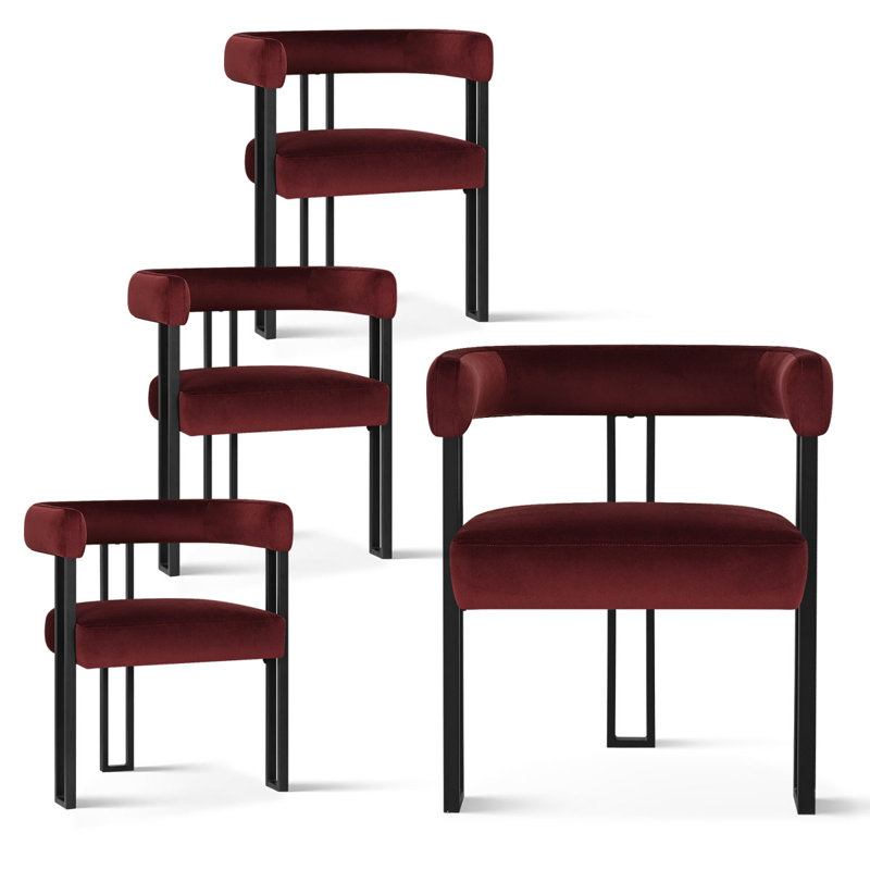 Beore 18.5"Stain Resistant Velvet Armchair, Burgundy