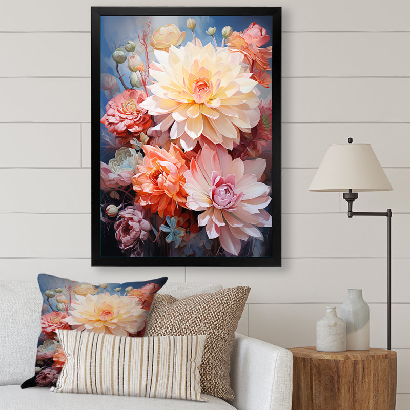 «Gullerson Colorful Succulent Romantic Impression I», reproduction sur toile, H 20 po x l 12 po x P 1 po, Cadre photo noir