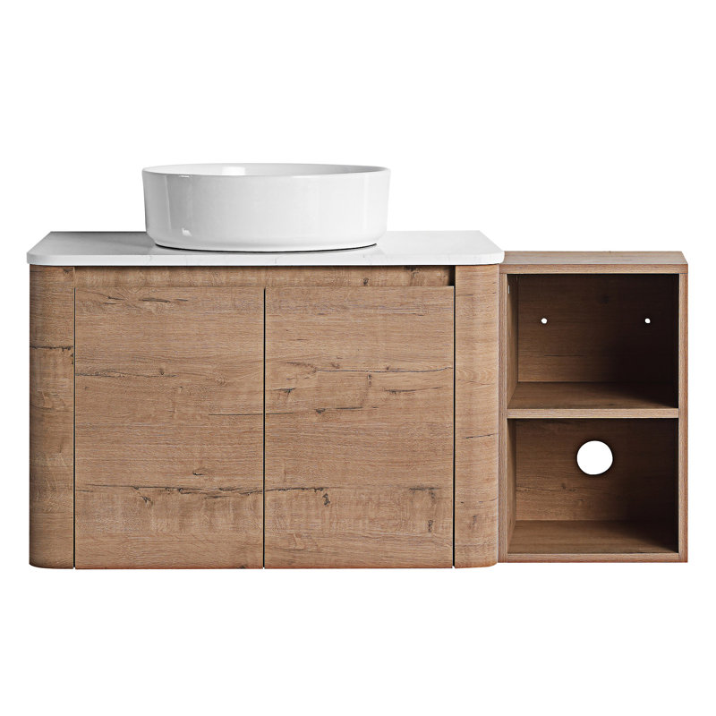 Wall-Mounted Bathroom Vanity With Ceramic Art Sink, White