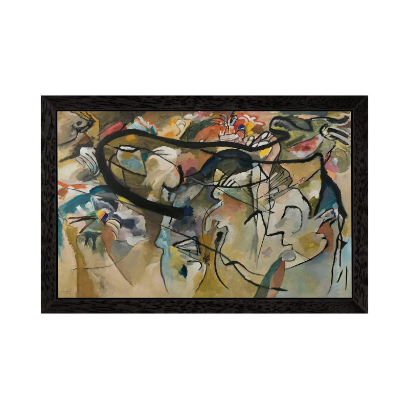 Composition V by Wassily Kandinsky - Painting on Canvas, 66.04 cm H x 45.72 cm W, Black Floater Framed