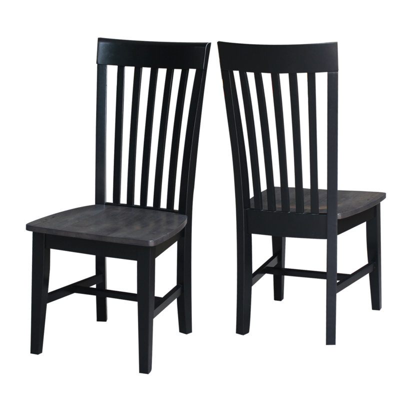 Sardinia Solid Wood Dining Chair, Coal Black/Washed Black