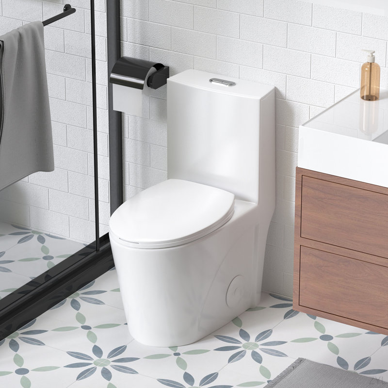 1.1/1.6 GPF Tornado Flush One-Piece Toilet For Bathrooms,Siphonic S-Trap 12",Elongated Bowl With Soft Close Seat,Powerful Dual Flush MAP 1000G,Comfort Chair Seat ADA Height 17"