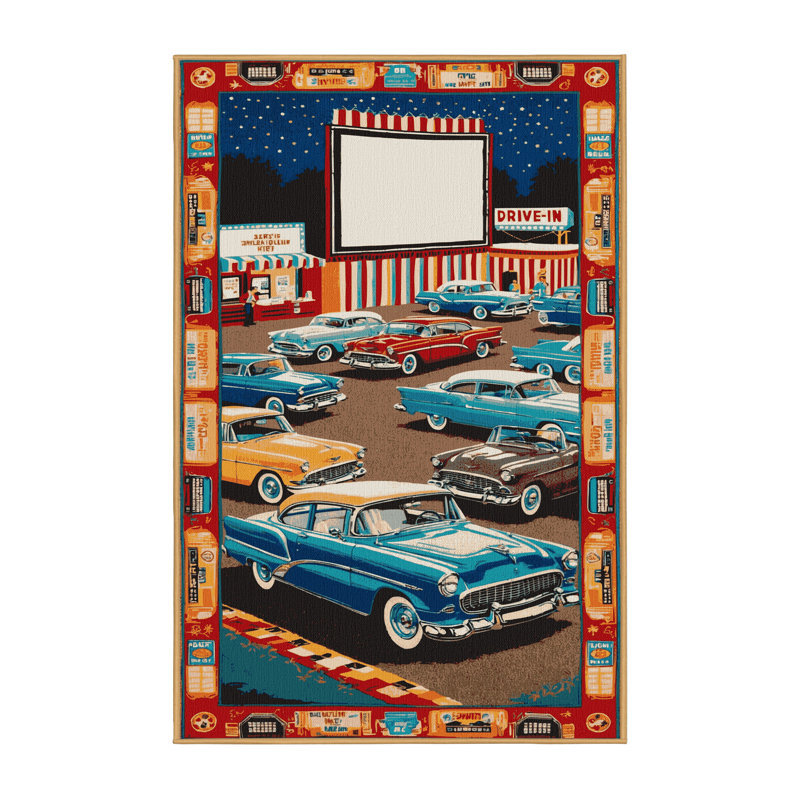 Machine Washable Transportation Brown Area Rug