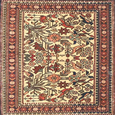 Tapis floral rouge / beige / noir