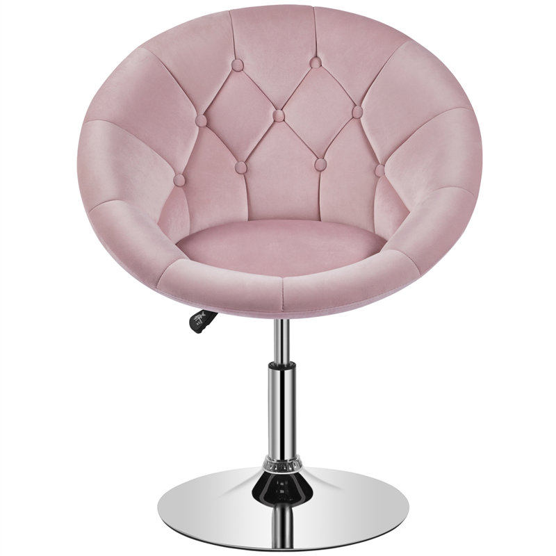 Mavin Velvet Swivel Barrel Chair, Pink