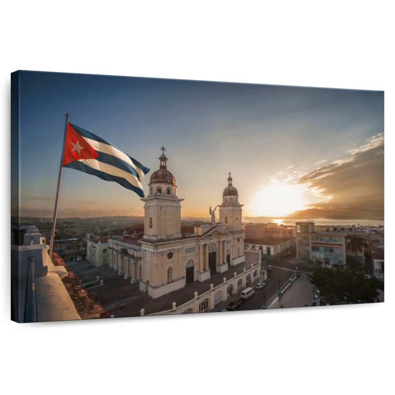 Cathédrale cubaine de Kavia au coucher du soleil, H 8 po x l 12 po