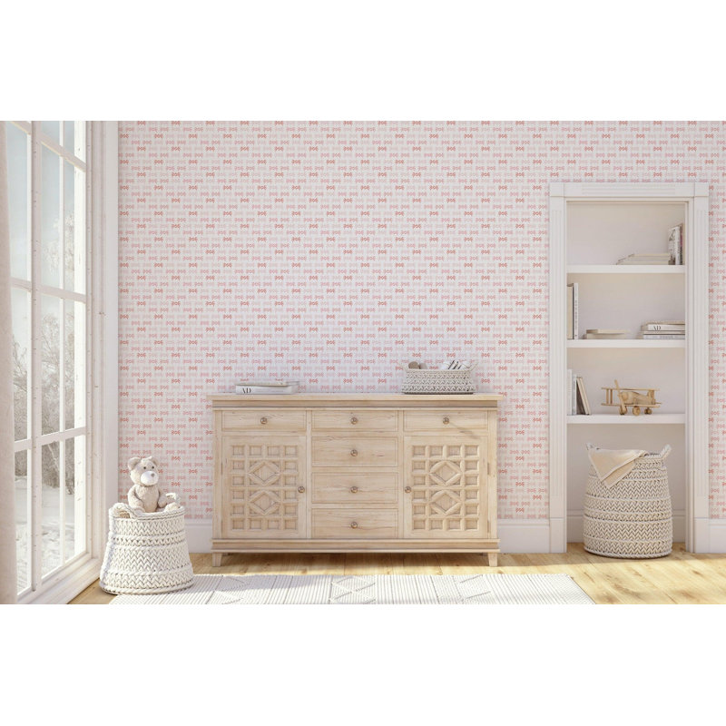 Florida Sand Crab 10' L x 24" W Wallpaper Roll, Blush, Faux Grasscloth, Non-pasted