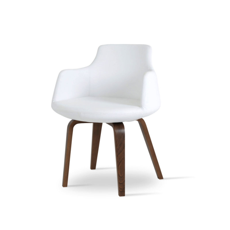 Dervish Plywood Arm Chair, American Walnut, Black Faux Leather