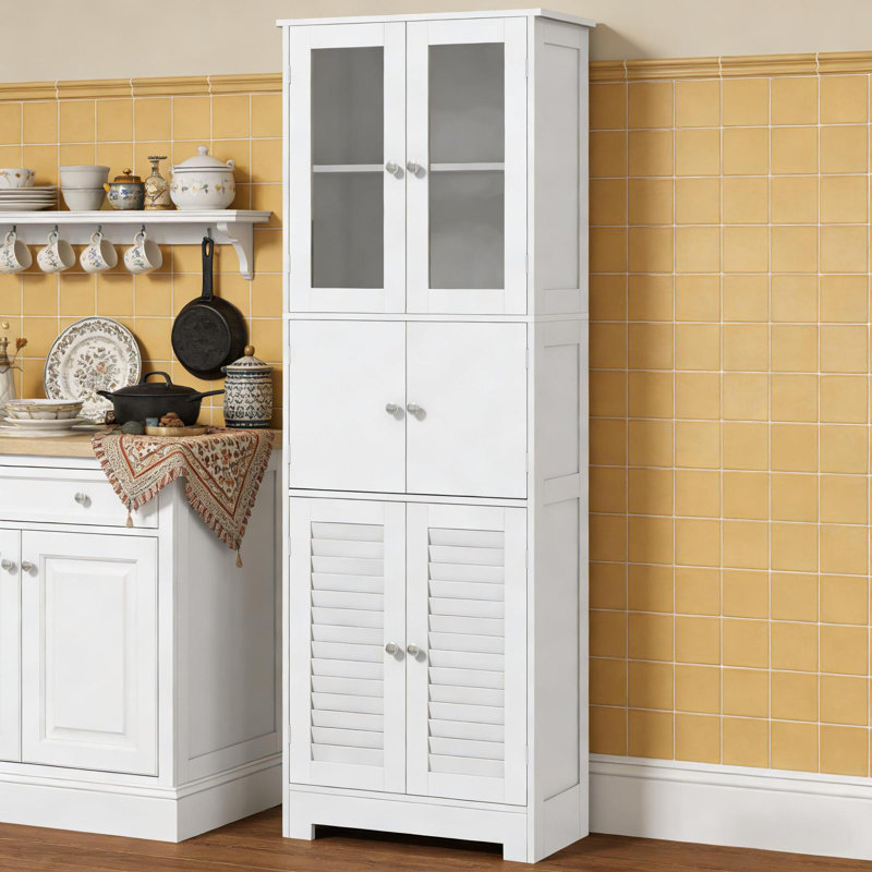 Armoires blanches spacieuses, fabrication en MDF, design moderne pour la cuisine et la maison