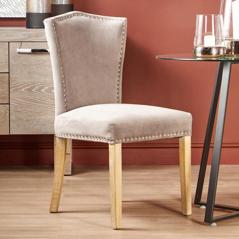 Otsego 53cm H Velvet Upholstered Side Chair, Grey