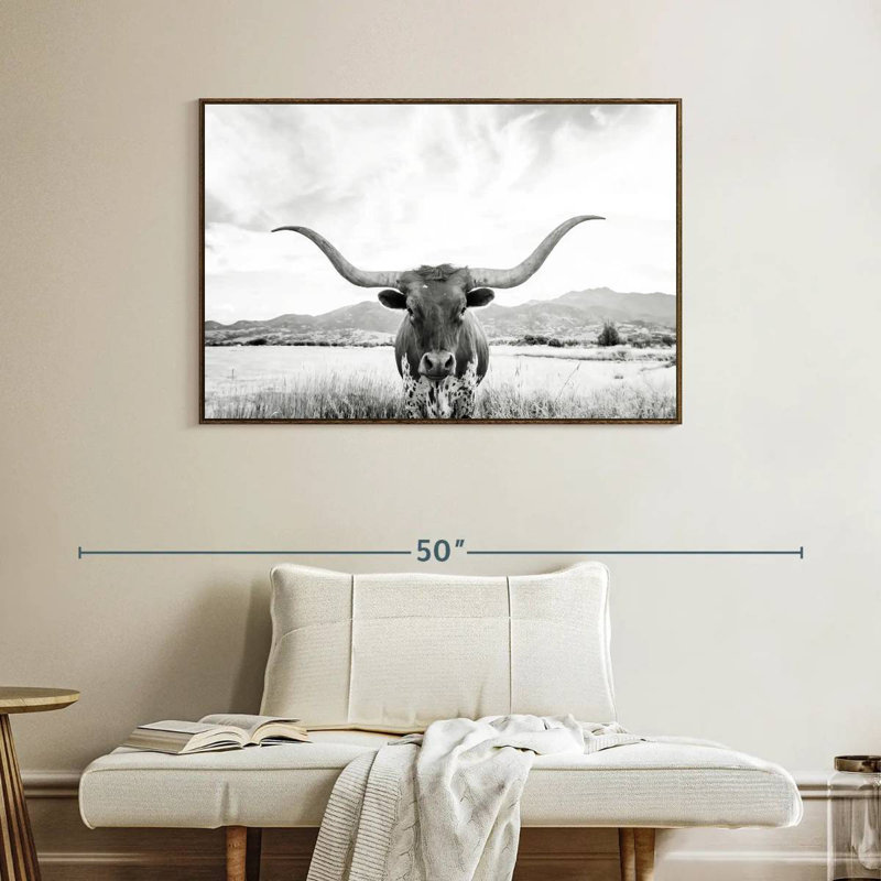 Longhorn Texas BW, Cadre flottant noyer, 40 po x 27 po