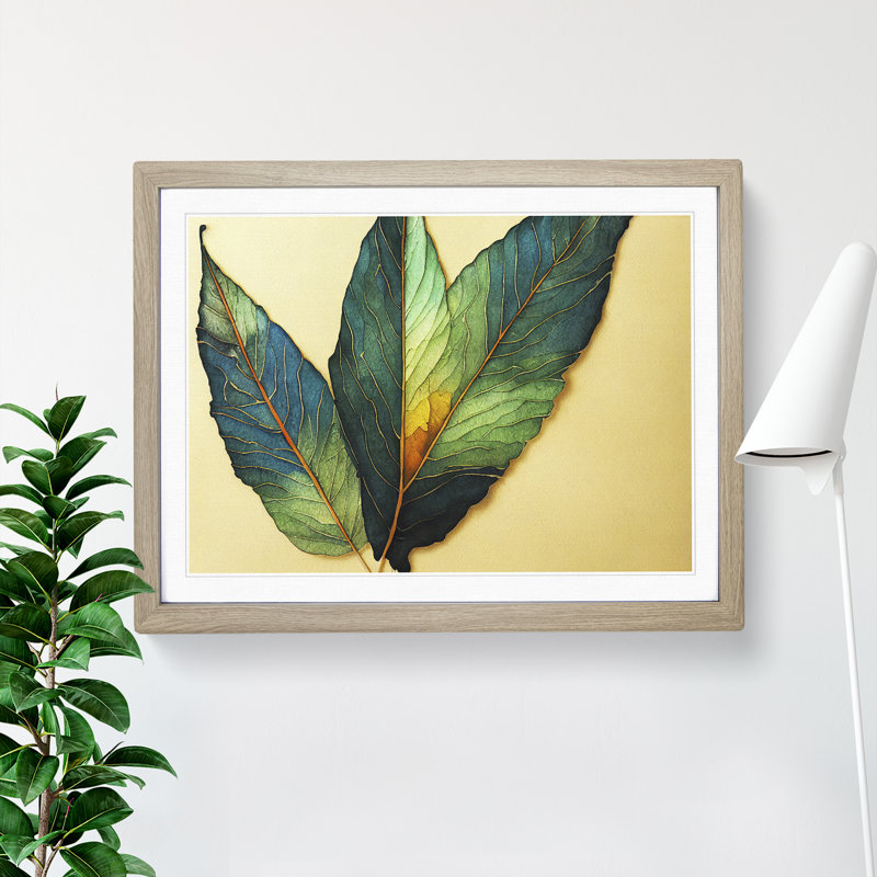 XH1022-7162X Pretty Leaf 1 Piece Single Picture Frame Wall Art, 34cm H x 46cm W x 2cm D, Oak Framed