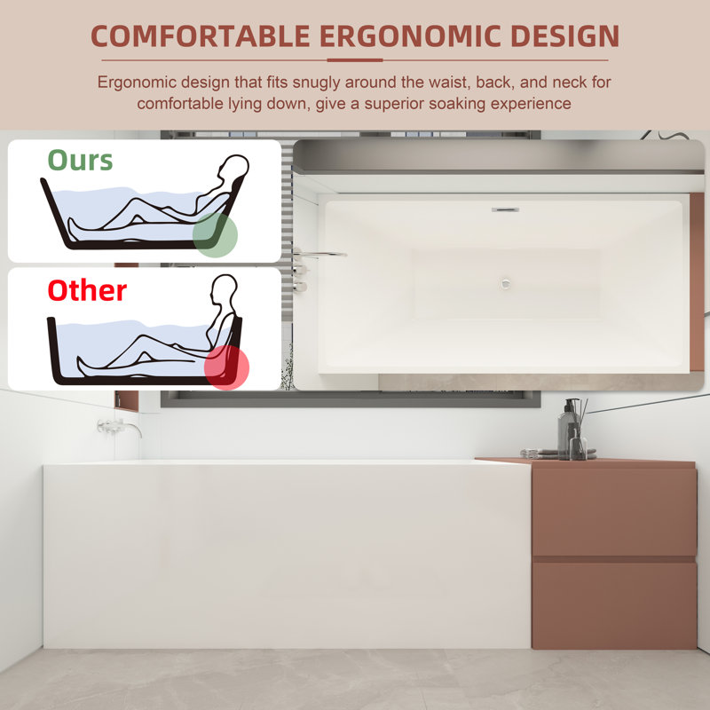 Baignoire de trempage autoportante 59 po x 28 po Ractangular