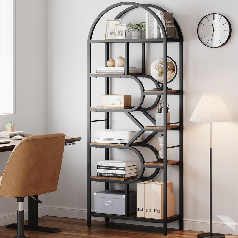 207.52cm H x 75.94cm W Steel Bookcase, Black