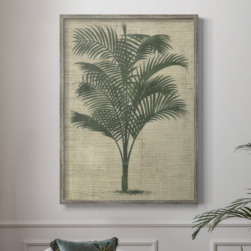 Impression encadrée de toile de jute palmier III - bois massif, H 11 po x l 9 po